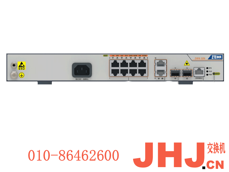 ZXR10 5250-12PC：8端口GE RJ45（POE/POE+）+2端口GE RJ45+2端口GE SFP  ZXR10 5250系列全千兆智能以太网交换