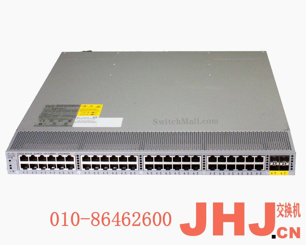 N2K-C2248TP Cisco Nexus 2248TP Series 1GE Fabric Extender, 2PS, 1 Fan Module, 48×100/1000Base-T + 4x10GE (req SFP+), choice of airflow and power supply