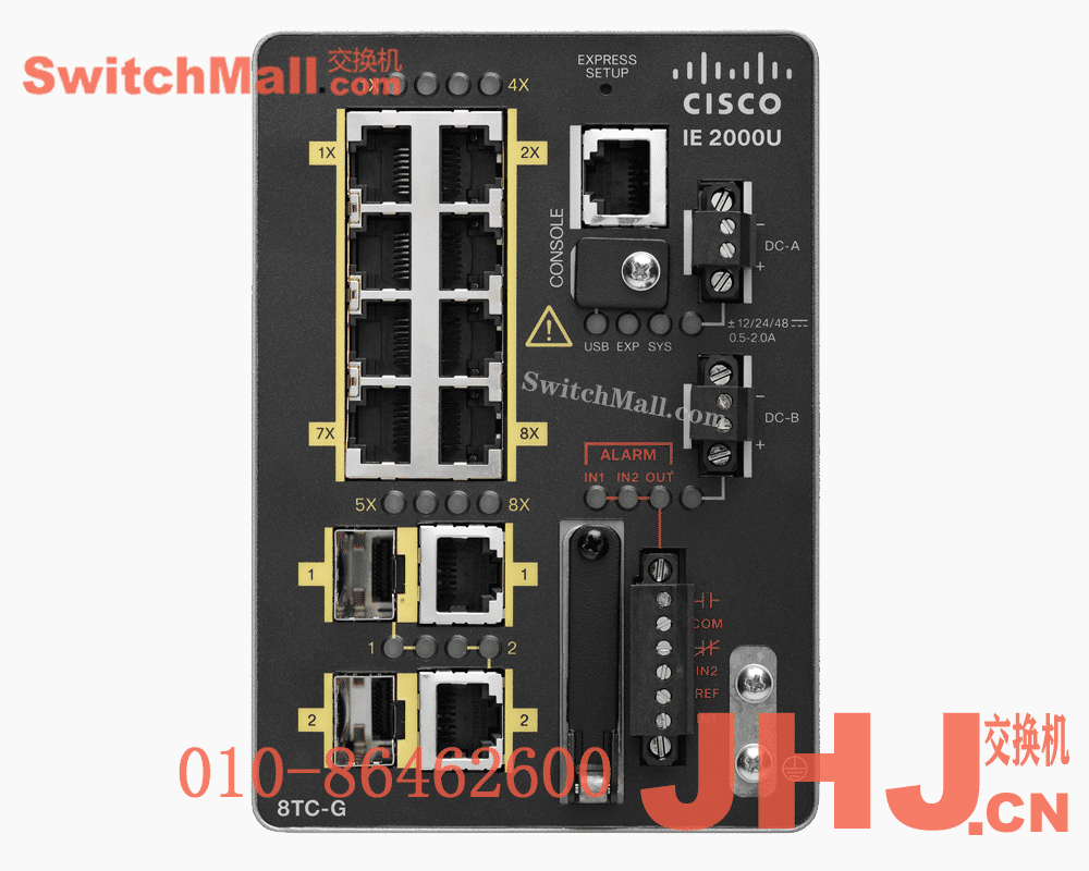 IE-2000U-8TC-G=  |思科8个百兆FE电口,2个千兆光电复用口工业交换机|  Cisco IE-2000U-8TC-G  | IE2000U with 8FE Copper ports and 2GE combo ports (Lan Base)