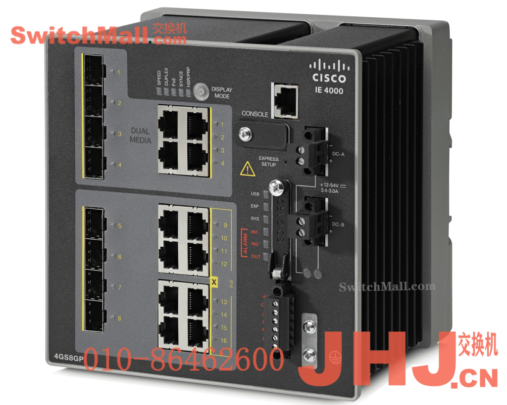 IE-4000-4GS8GP4G-E= | 思科工业交换机IE4000系列| Cisco IE-4000-4GS8GP4G-E | 4个千兆SFP光口,8个千兆POE+电口和4个千兆光电复用口上行 | IE4000 switch with 4 GE SFP, 8 GE PoE+ and 4 GE combo uplink ports